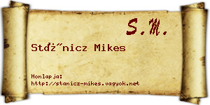 Stánicz Mikes névjegykártya